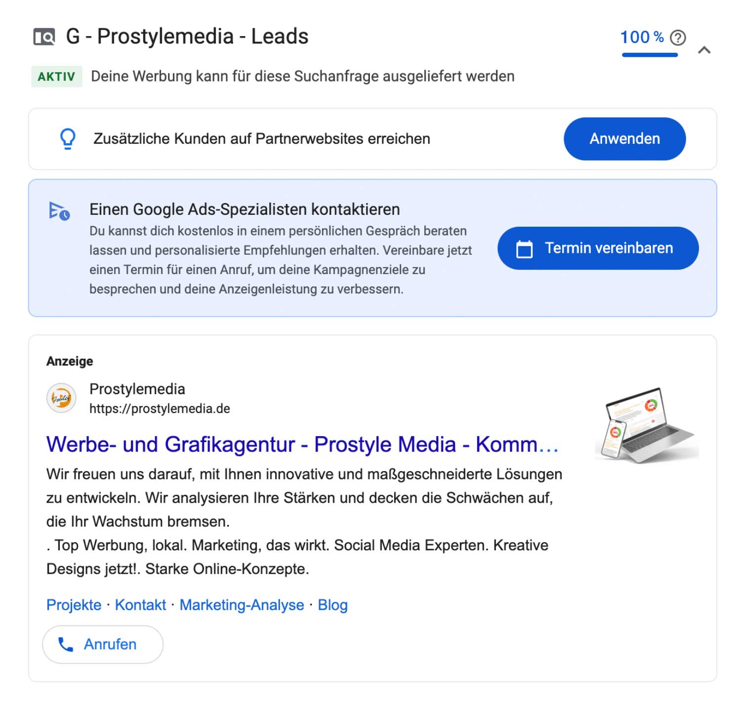 Marketing lokal - Anzeige Prostylemedia