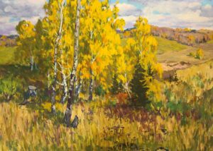 Herbstbirken im Hügelland