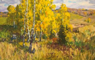 Herbstbirken im Hügelland