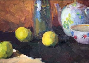 Stillleben mit Äpfeln und Kanne