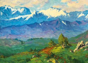 Bergwiese vor Schneegipfeln