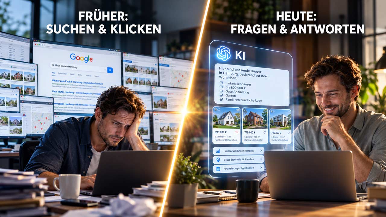 Früher suchen – Heute KI-Antworten Früher suchen - Heute KI-Antworten